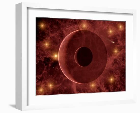 A Comet Passing Through a Nebulous Star Cluster-null-Framed Art Print