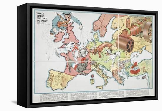 A Comic Map of Europe, "Hark! Hark! The Dogs Do Bark!" by Walter Emanuel, 1914-null-Framed Premier Image Canvas