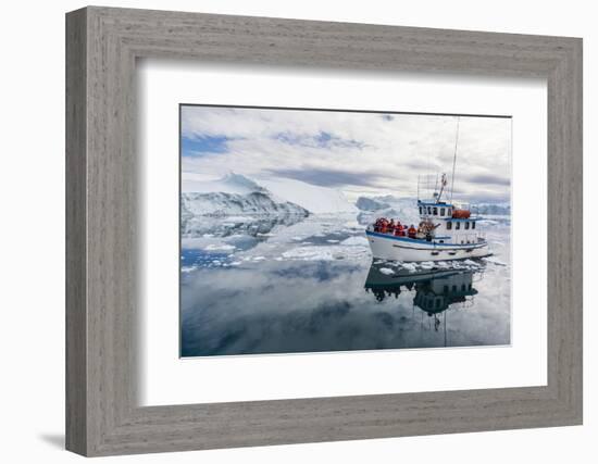 A Commercial Iceberg Tour Amongst Huge Icebergs Calved from the Ilulissat Glacier-Michael-Framed Photographic Print