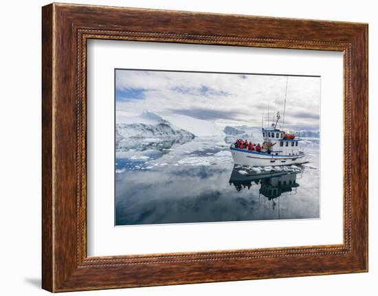 A Commercial Iceberg Tour Amongst Huge Icebergs Calved from the Ilulissat Glacier-Michael-Framed Photographic Print