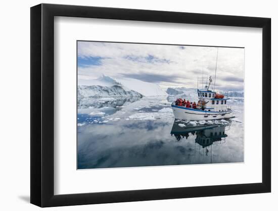 A Commercial Iceberg Tour Amongst Huge Icebergs Calved from the Ilulissat Glacier-Michael-Framed Photographic Print