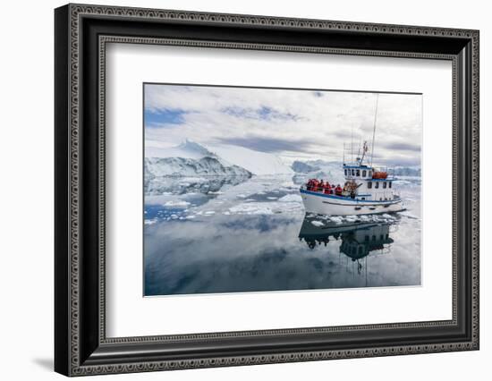 A Commercial Iceberg Tour Amongst Huge Icebergs Calved from the Ilulissat Glacier-Michael-Framed Photographic Print