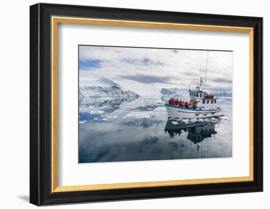 A Commercial Iceberg Tour Amongst Huge Icebergs Calved from the Ilulissat Glacier-Michael-Framed Photographic Print