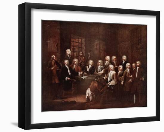 A Committee of the House of Commons at the Fleet Prison, 1729-William Hogarth-Framed Giclee Print
