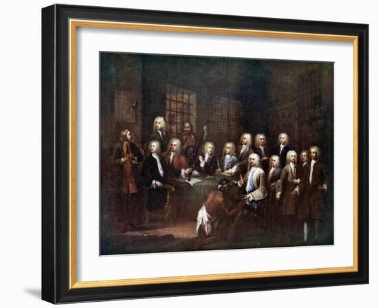 A Committee of the House of Commons at the Fleet Street Prison, London, 1729-William Hogarth-Framed Giclee Print