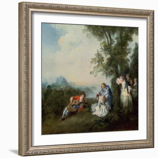 A Company at the Edge of the Forest, 1720 (Oil on Canvas)-Nicolas Lancret-Framed Giclee Print