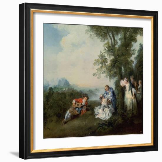 A Company at the Edge of the Forest, 1720 (Oil on Canvas)-Nicolas Lancret-Framed Giclee Print