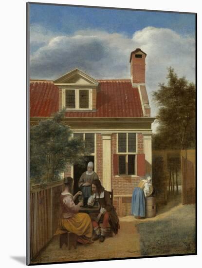 A Company in the Courtyard Behind a House, 1663-1665-Pieter de Hooch-Mounted Giclee Print