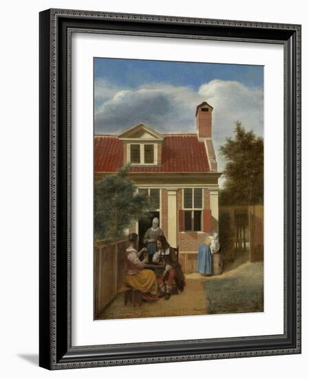 A Company in the Courtyard Behind a House, 1663-1665-Pieter de Hooch-Framed Giclee Print