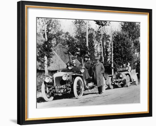 A Comparative Trial Between a Daimler and Rolls Royce Silver Ghost, C1909-null-Framed Photographic Print