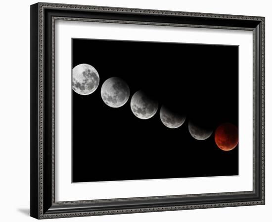 A Composite Showing Different Stages of the 2010 Solstice Total Moon Eclipse-Stocktrek Images-Framed Photographic Print