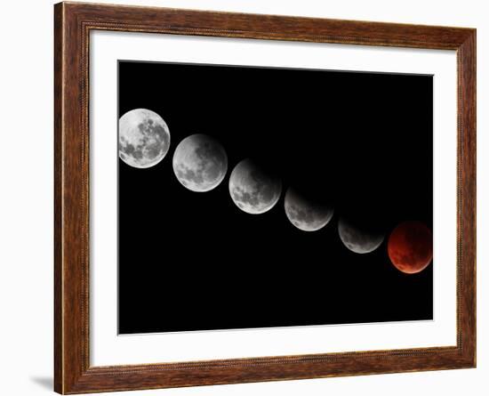 A Composite Showing Different Stages of the 2010 Solstice Total Moon Eclipse-Stocktrek Images-Framed Photographic Print