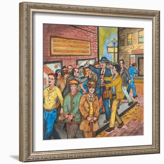 A `Con Man' Selling Toy Wrist Watches for Real Ones on a Seattle Street-Ronald Ginther-Framed Giclee Print