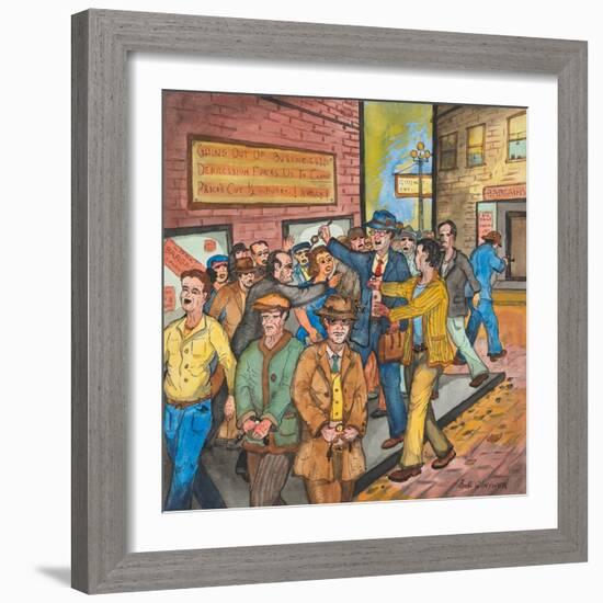 A `Con Man' Selling Toy Wrist Watches for Real Ones on a Seattle Street-Ronald Ginther-Framed Giclee Print