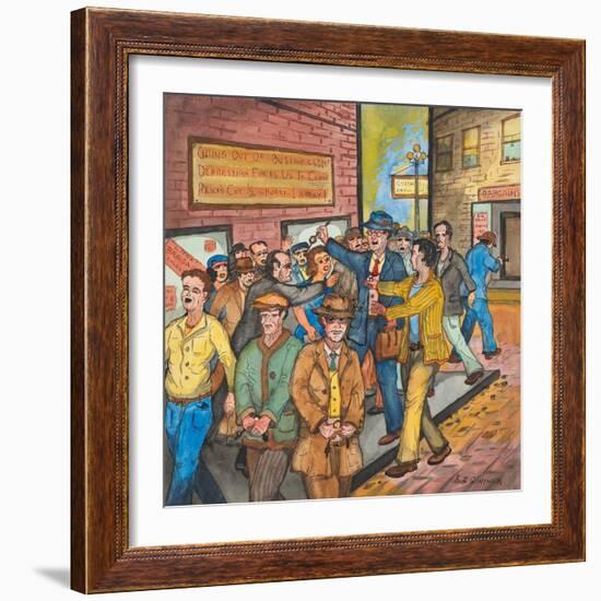 A `Con Man' Selling Toy Wrist Watches for Real Ones on a Seattle Street-Ronald Ginther-Framed Giclee Print