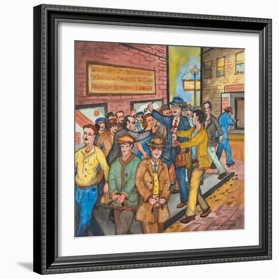 A `Con Man' Selling Toy Wrist Watches for Real Ones on a Seattle Street-Ronald Ginther-Framed Giclee Print