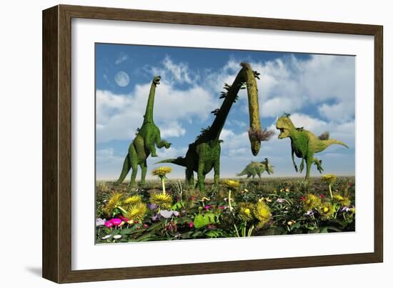 A Conceptual Dinosaur Garden-null-Framed Art Print