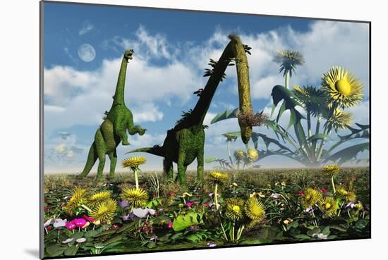 A Conceptual Dinosaur Garden-null-Mounted Art Print