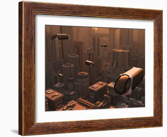 A Conceptual Image of a Futuristic City-Stocktrek Images-Framed Premium Photographic Print