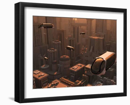 A Conceptual Image of a Futuristic City-Stocktrek Images-Framed Photographic Print