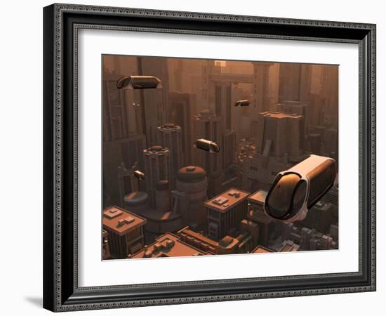 A Conceptual Image of a Futuristic City-Stocktrek Images-Framed Photographic Print