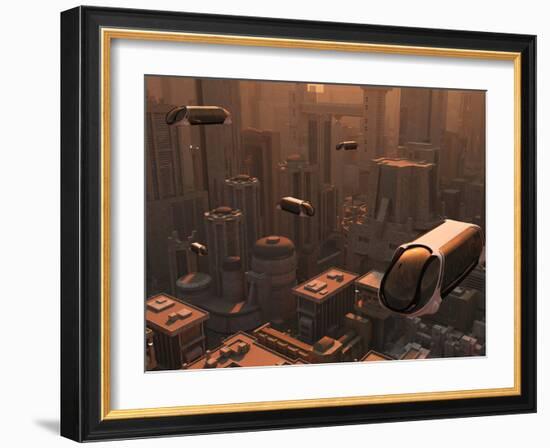 A Conceptual Image of a Futuristic City-Stocktrek Images-Framed Photographic Print