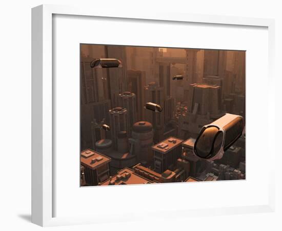 A Conceptual Image of a Futuristic City-Stocktrek Images-Framed Photographic Print