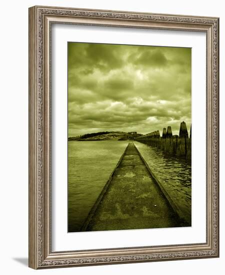 A Concrete Jetty on Water under a Stormy Sky-Cristina Carra Caso-Framed Photographic Print