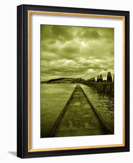 A Concrete Jetty on Water under a Stormy Sky-Cristina Carra Caso-Framed Photographic Print