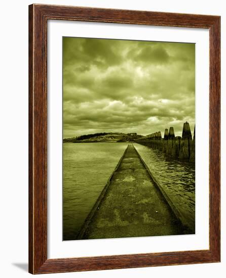 A Concrete Jetty on Water under a Stormy Sky-Cristina Carra Caso-Framed Photographic Print