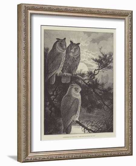 A Conference of Horned Owls, Three Heads are Better Than One-Alexander Francis Lydon-Framed Giclee Print