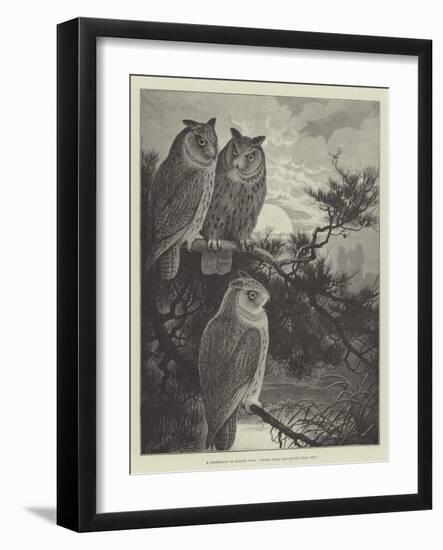 A Conference of Horned Owls, Three Heads are Better Than One-Alexander Francis Lydon-Framed Giclee Print