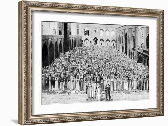 A Congregation Faces the Holy Kaaba in Mecca's Mosque, Saudi Arabia, 1922-null-Framed Giclee Print