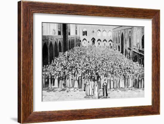 A Congregation Faces the Holy Kaaba in Mecca's Mosque, Saudi Arabia, 1922-null-Framed Giclee Print