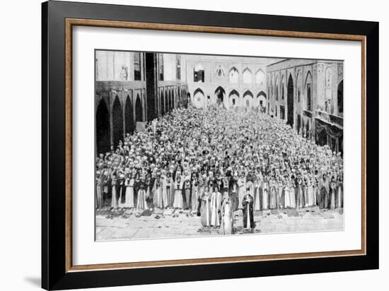 A Congregation Faces the Holy Kaaba in Mecca's Mosque, Saudi Arabia, 1922-null-Framed Giclee Print