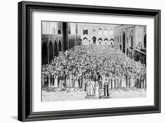 A Congregation Faces the Holy Kaaba in Mecca's Mosque, Saudi Arabia, 1922-null-Framed Giclee Print