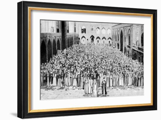 A Congregation Faces the Holy Kaaba in Mecca's Mosque, Saudi Arabia, 1922-null-Framed Giclee Print