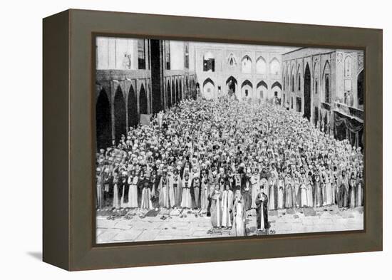 A Congregation Faces the Holy Kaaba in Mecca's Mosque, Saudi Arabia, 1922-null-Framed Premier Image Canvas