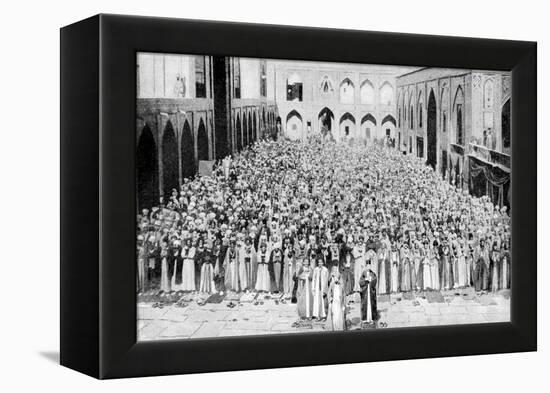 A Congregation Faces the Holy Kaaba in Mecca's Mosque, Saudi Arabia, 1922-null-Framed Premier Image Canvas