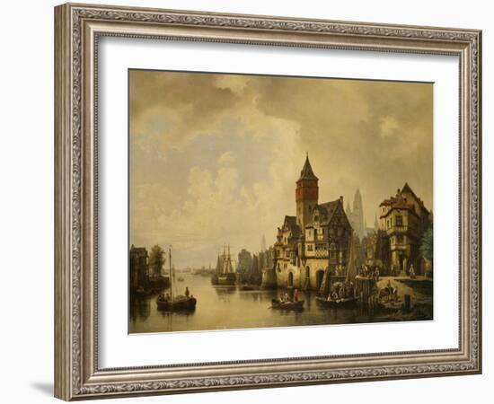 A Continental River Town, 1856-Leon Bakst-Framed Giclee Print