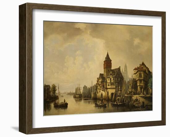 A Continental River Town, 1856-Leon Bakst-Framed Giclee Print