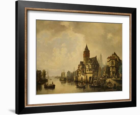 A Continental River Town, 1856-Leon Bakst-Framed Giclee Print