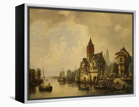 A Continental River Town, 1856-Leon Bakst-Framed Premier Image Canvas