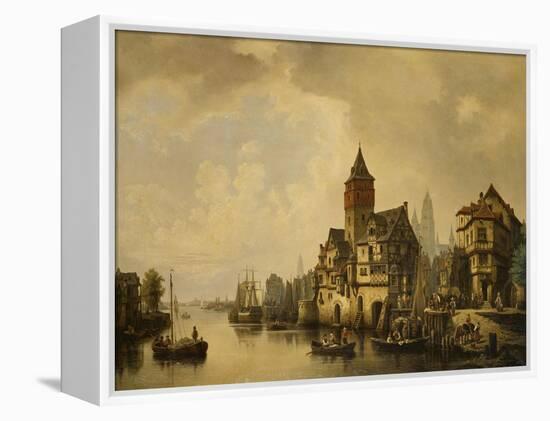 A Continental River Town, 1856-Leon Bakst-Framed Premier Image Canvas