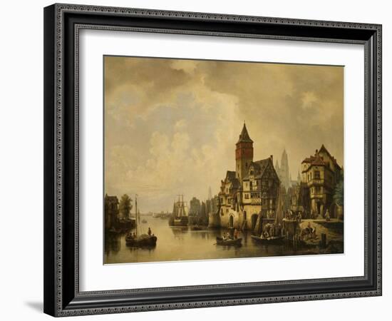 A Continental River Town, 1856-Leon Bakst-Framed Giclee Print