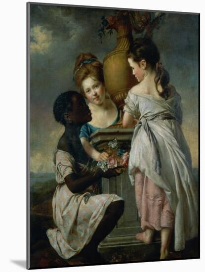 A Conversation Between Girls, or Two Girls with Their Black Servant, 1770-Joseph Wright of Derby-Mounted Giclee Print