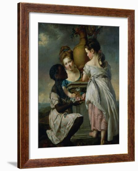 A Conversation Between Girls, or Two Girls with Their Black Servant, 1770-Joseph Wright of Derby-Framed Giclee Print