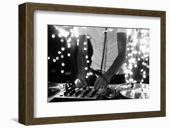 A Cool Male Dj on the Turntables-dubassy-Framed Photographic Print