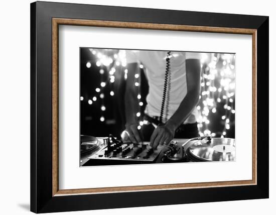 A Cool Male Dj on the Turntables-dubassy-Framed Photographic Print