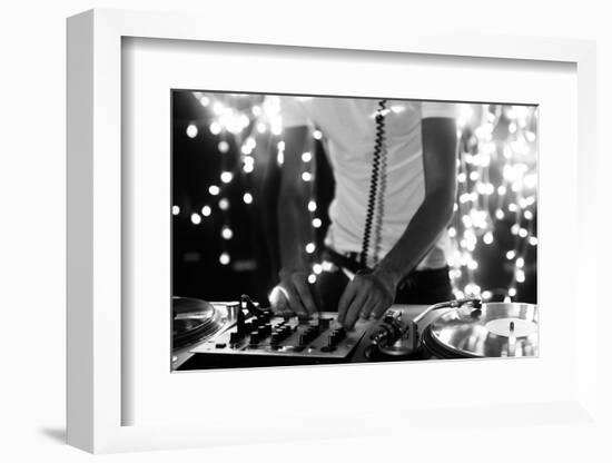 A Cool Male Dj on the Turntables-dubassy-Framed Photographic Print